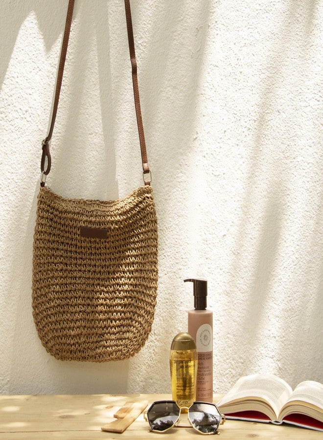 DENOVA Raffia Handbag with Lining | Beach bag, Women's Handbag, Tote Bag (Natural) - Image 5